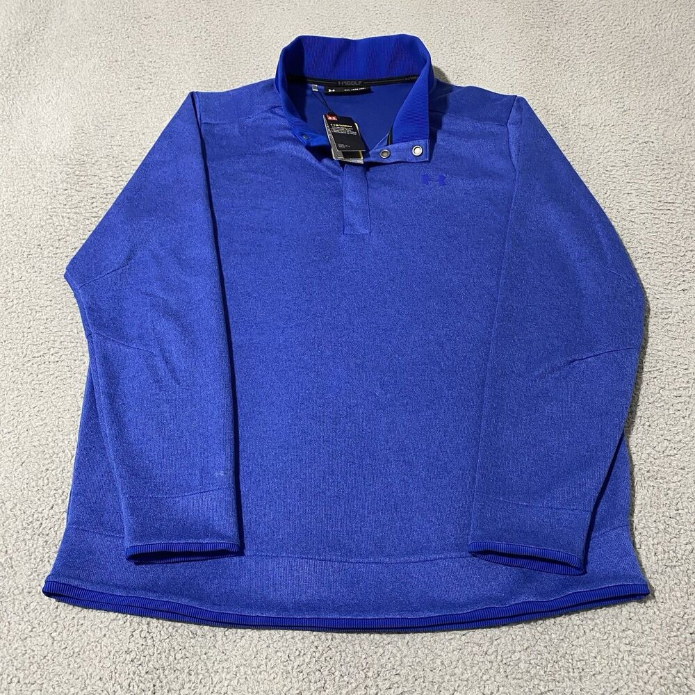Under Armour Golf Sweatshirt Men XXL Blue Cold Gear 1/4 Snap Pullover Sweater
